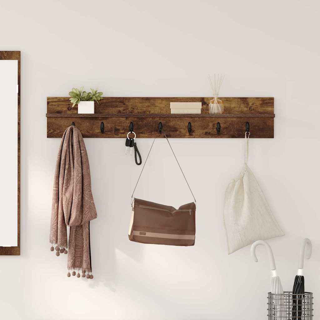 Wall-Mounted Coat Rack Smoked Oak 100 x 10.5 x 18 cm