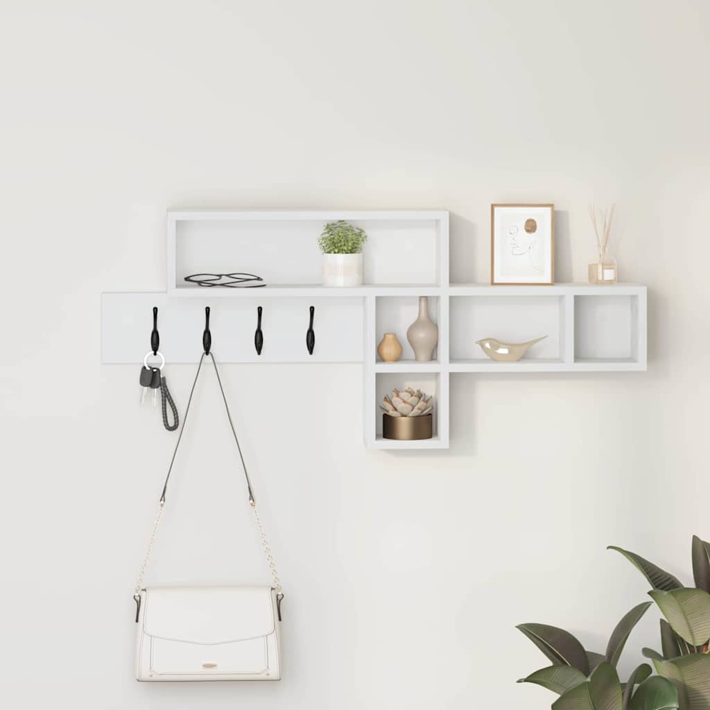 Wall-Mounted Coat Rack White 100 x 12 x 43.5 cm Engineered wood
