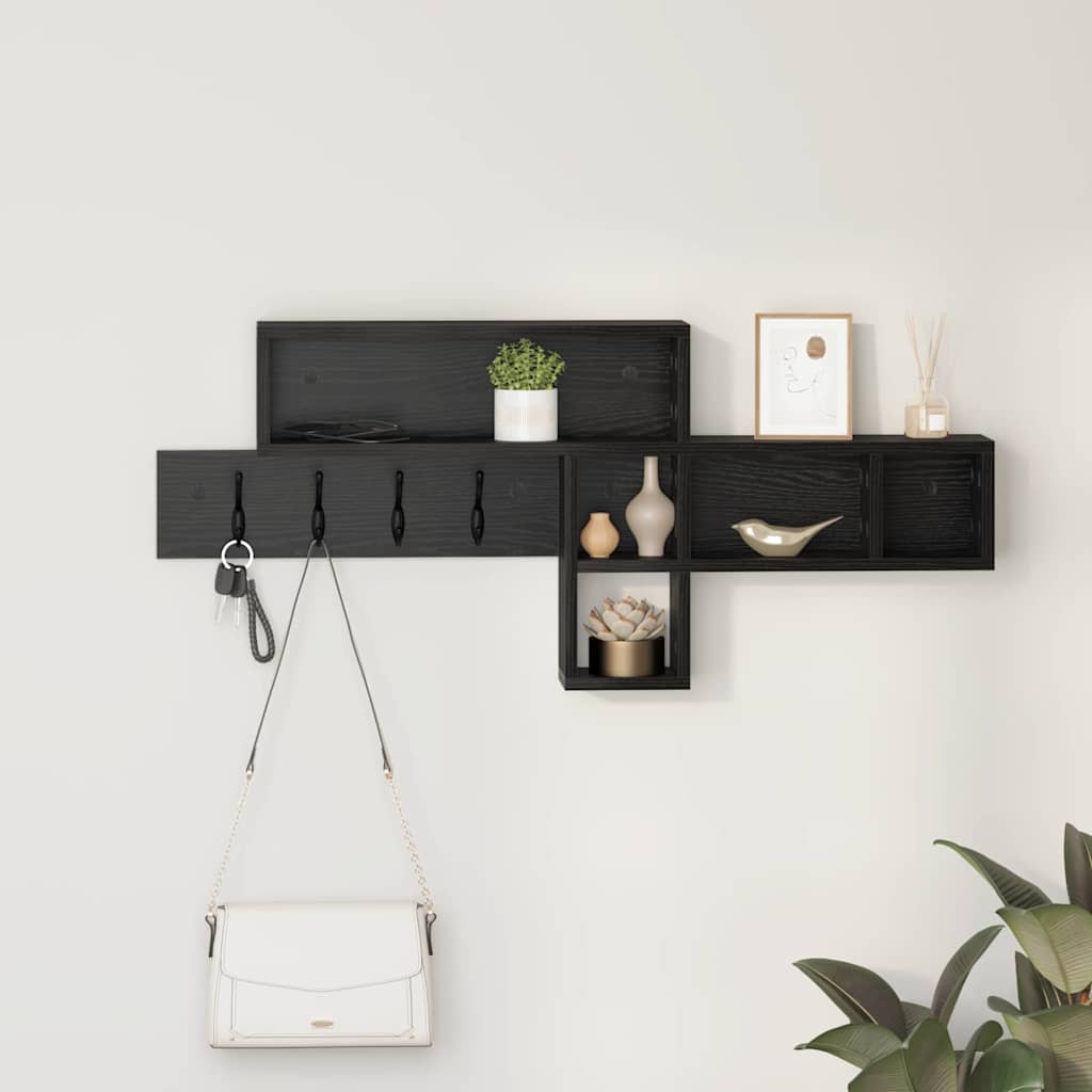 Wall-Mounted Coat Rack Wall-Mounted Black Oak Engineered wood