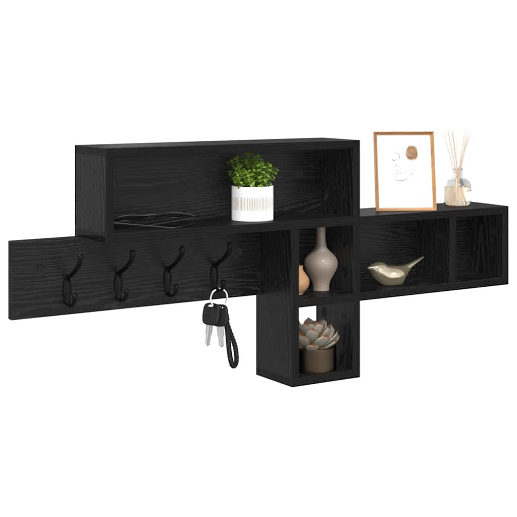 Wall-Mounted Coat Rack Wall-Mounted Black Oak Engineered wood