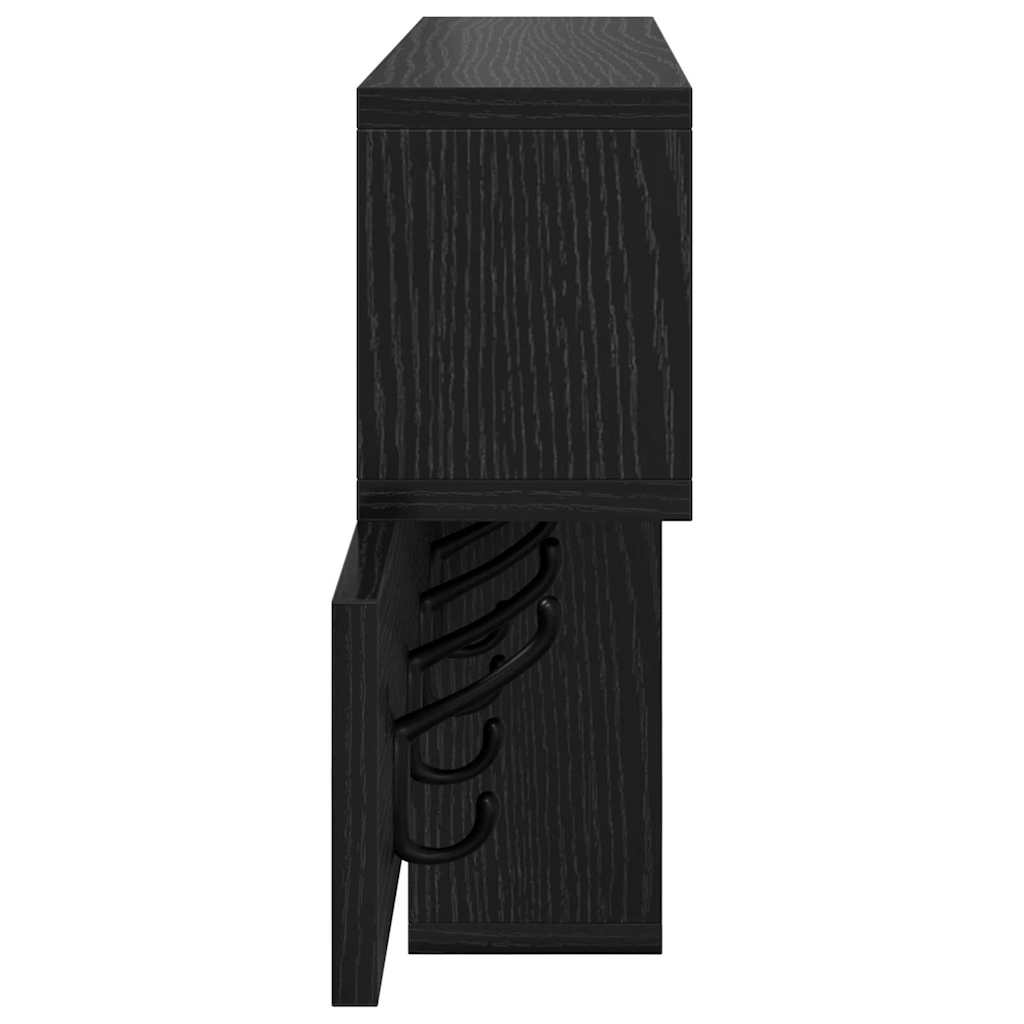 Wall-Mounted Coat Rack with Shelf Black Oak 100 x 12 x 43.5 cm
