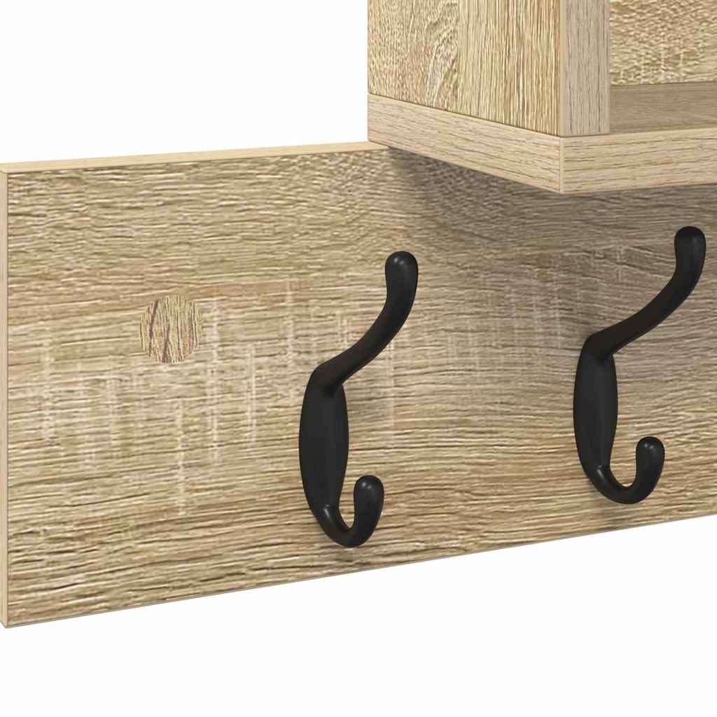 Wall-Mounted Coat Rack with Shelf Sonoma Oak 100 x 12 x 43.5 cm
