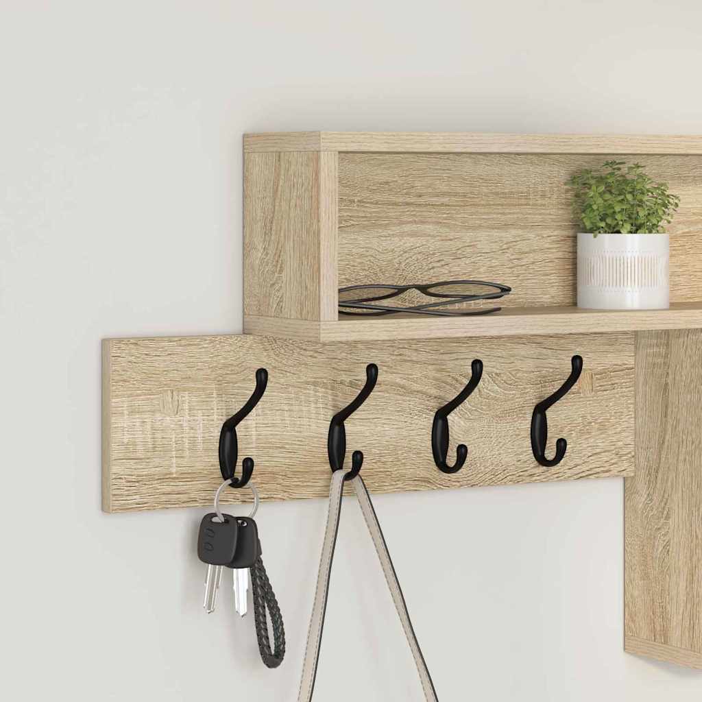 Wall-Mounted Coat Rack with Shelf Sonoma Oak 100 x 12 x 43.5 cm