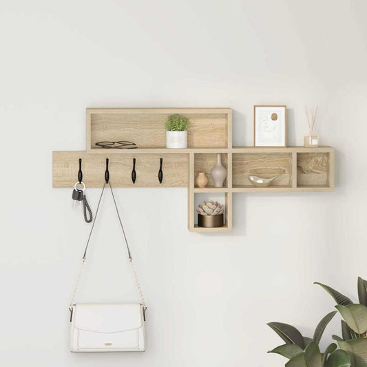 Wall-Mounted Coat Rack with Shelf Sonoma Oak 100 x 12 x 43.5 cm