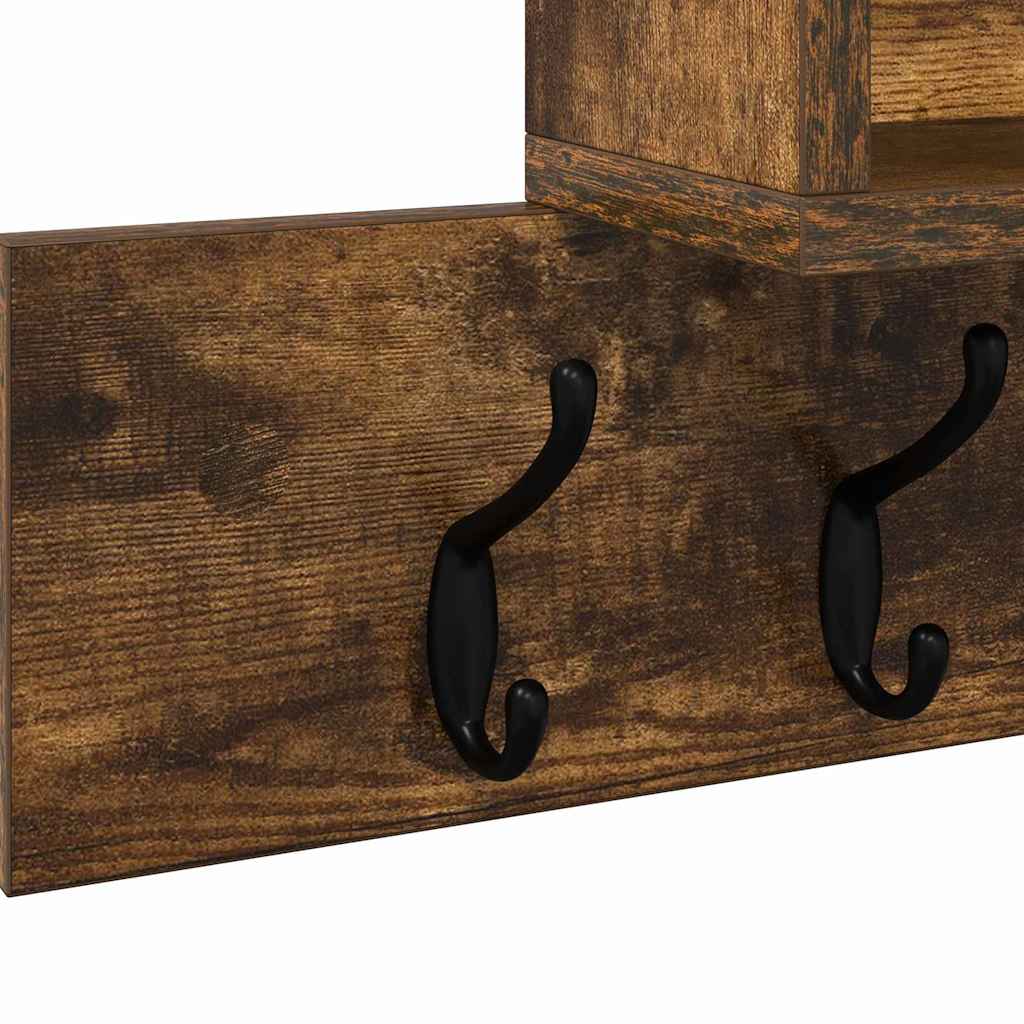 Wall-Mounted Coat Rack with Shelf Smoked Oak 100 x 12 x 43.5 cm