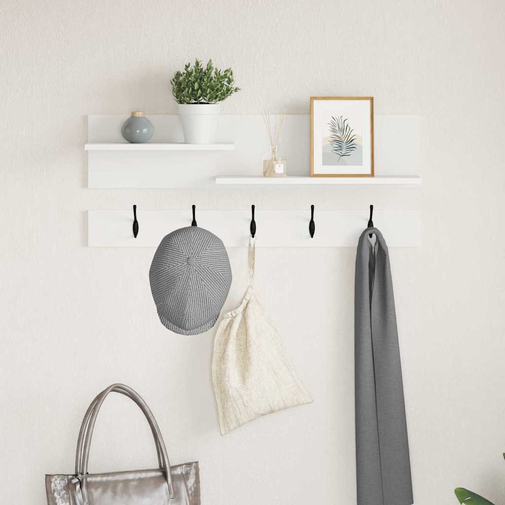 Wall-Mounted Coat Rack White 90 x 15 x 36 cm Engineered wood