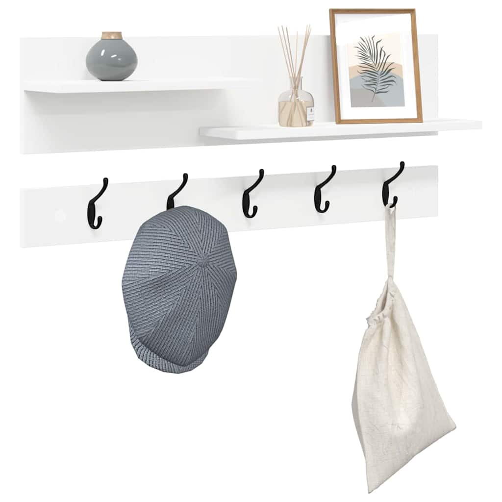 Wall-Mounted Coat Rack White 90 x 15 x 36 cm Engineered wood