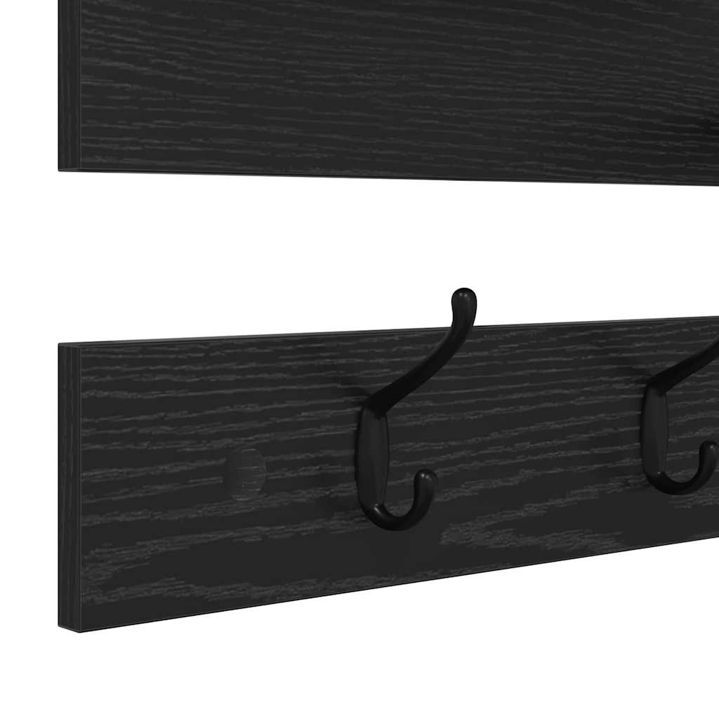 Wall-Mounted Coat Rack with Shelf Black Oak 90 x 15 x 36 cm