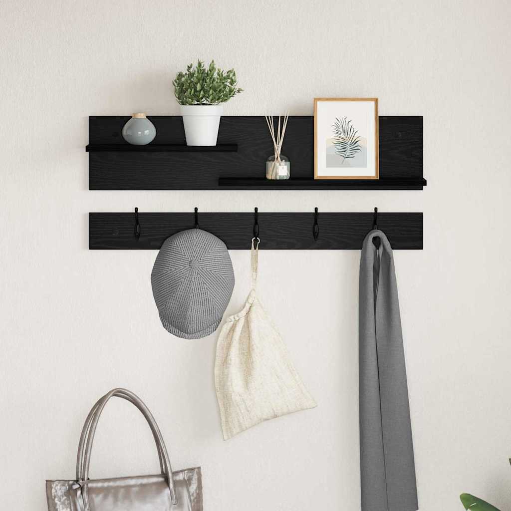 Wall-Mounted Coat Rack with Shelf Black Oak 90 x 15 x 36 cm