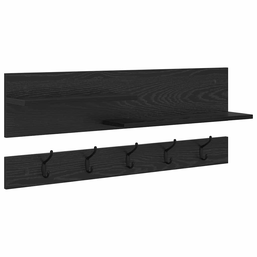 Wall-Mounted Coat Rack with Shelf Black Oak 90 x 15 x 36 cm