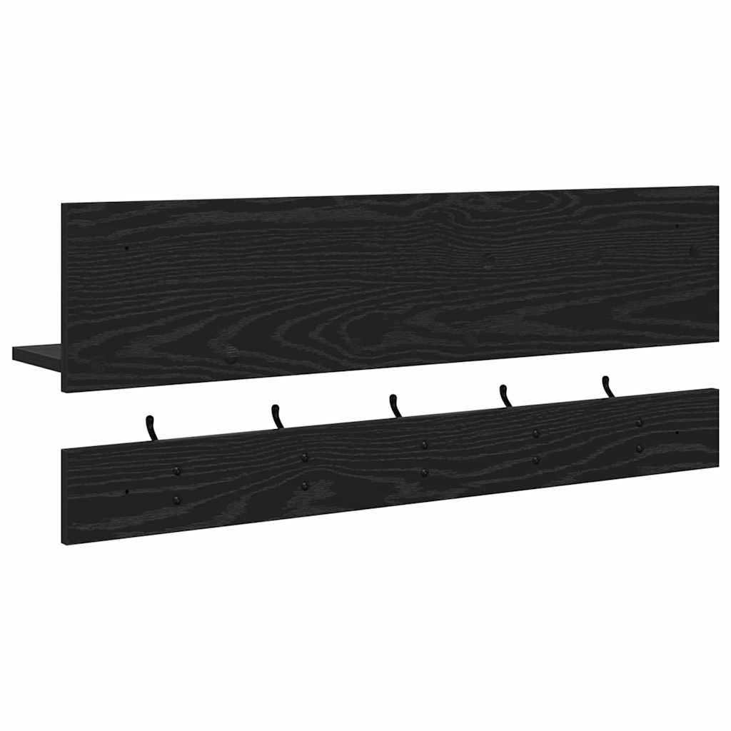 Wall-Mounted Coat Rack with Shelf Black Oak 90 x 15 x 36 cm