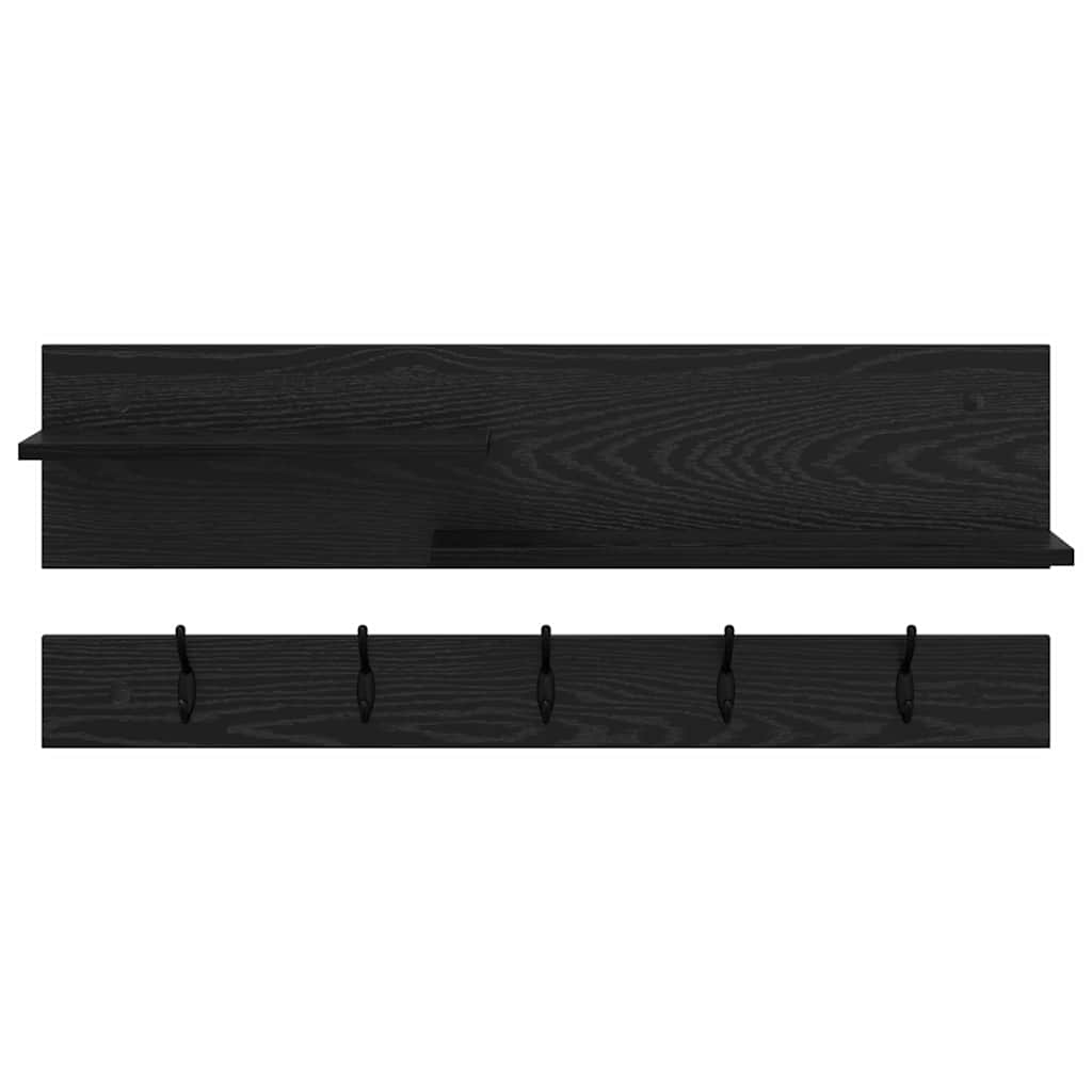 Wall-Mounted Coat Rack with Shelf Black Oak 90 x 15 x 36 cm