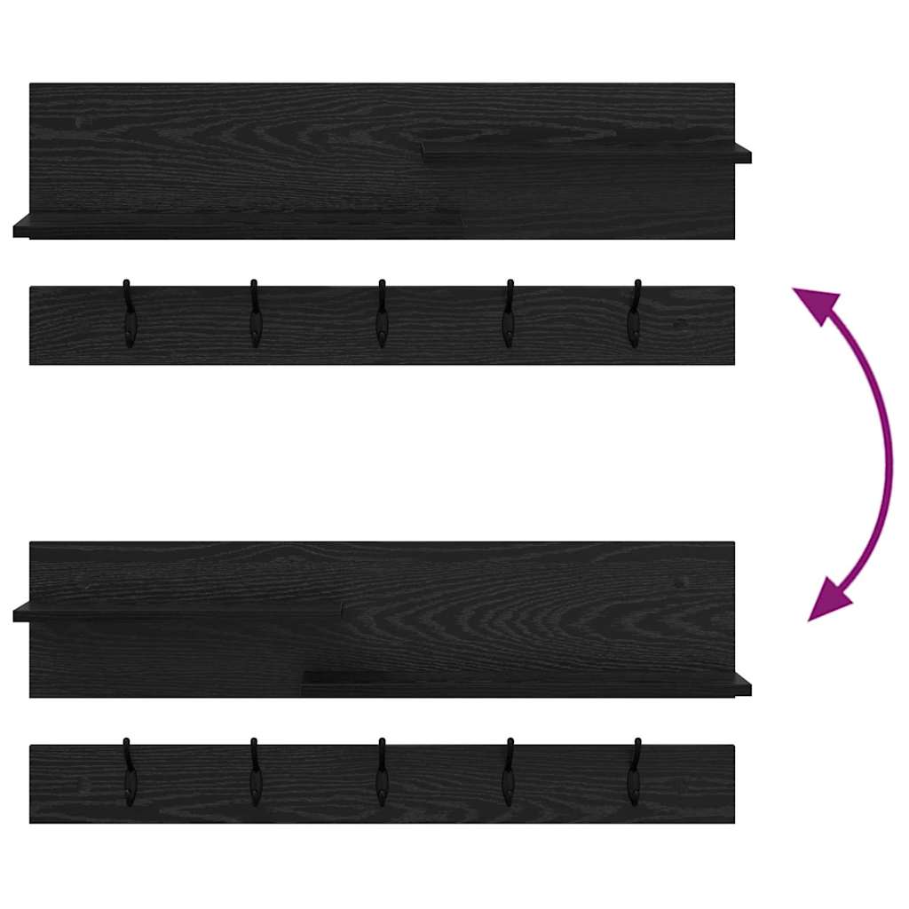 Wall-Mounted Coat Rack with Shelf Black Oak 90 x 15 x 36 cm