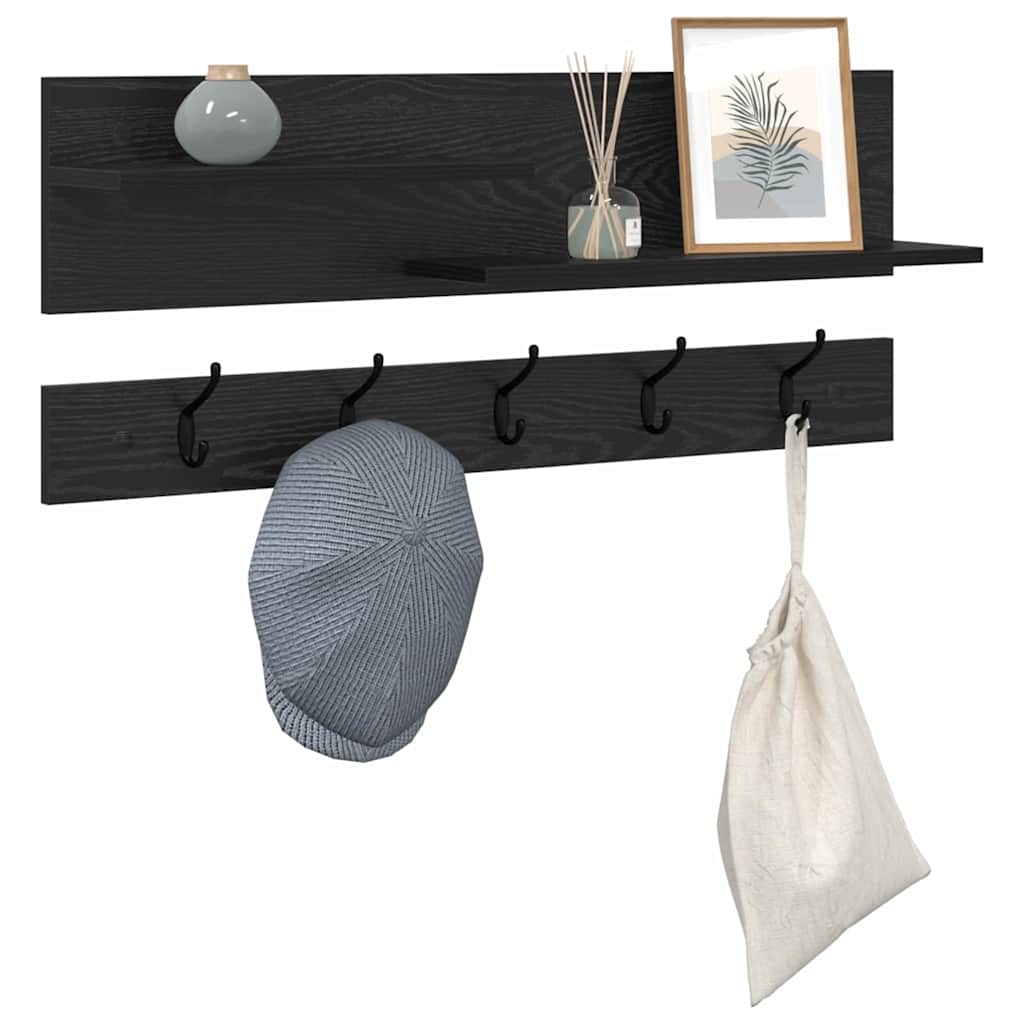 Wall-Mounted Coat Rack with Shelf Black Oak 90 x 15 x 36 cm