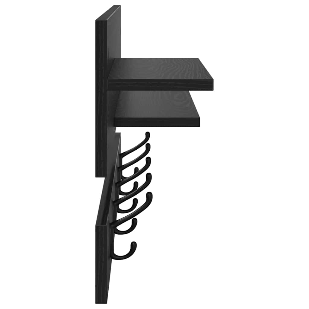 Wall-Mounted Coat Rack with Shelf Black Oak 90 x 15 x 36 cm