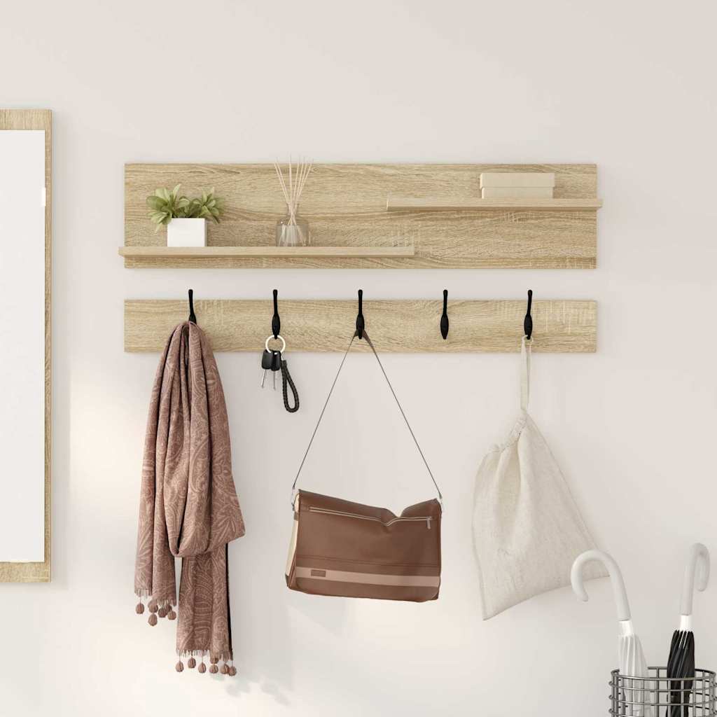Wall-Mounted Coat Rack with Shelf Sonoma Oak 90 x 15 x 36 cm