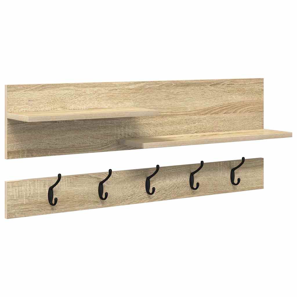 Wall-Mounted Coat Rack with Shelf Sonoma Oak 90 x 15 x 36 cm