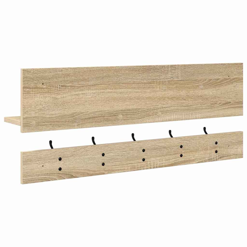 Wall-Mounted Coat Rack with Shelf Sonoma Oak 90 x 15 x 36 cm