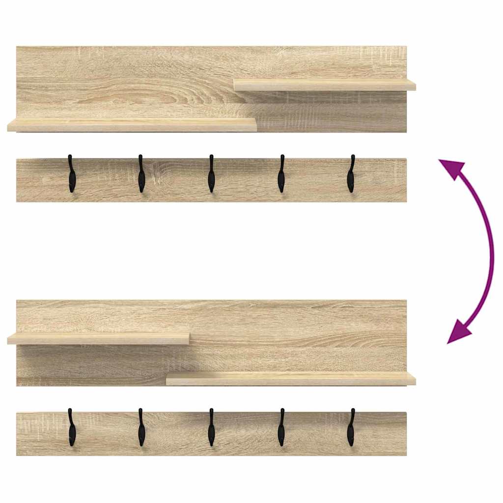 Wall-Mounted Coat Rack with Shelf Sonoma Oak 90 x 15 x 36 cm