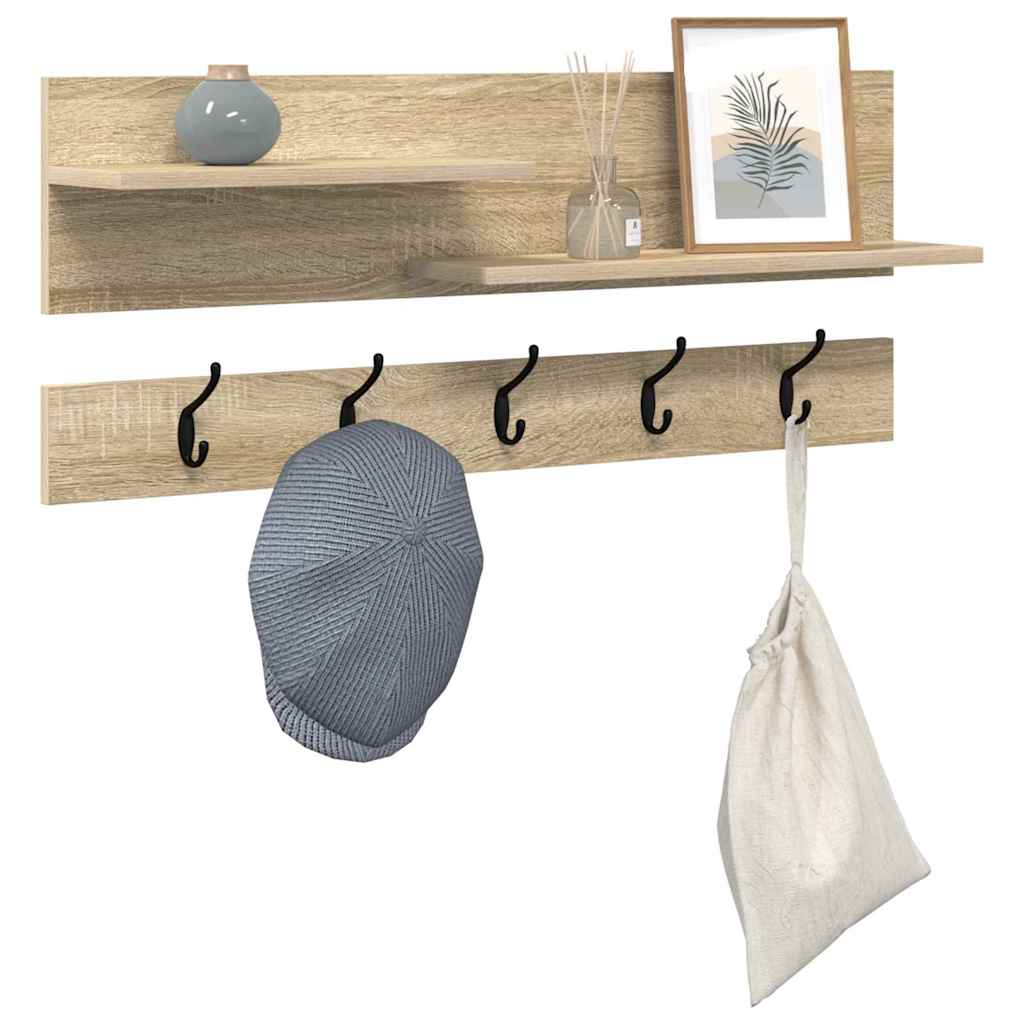 Wall-Mounted Coat Rack with Shelf Sonoma Oak 90 x 15 x 36 cm