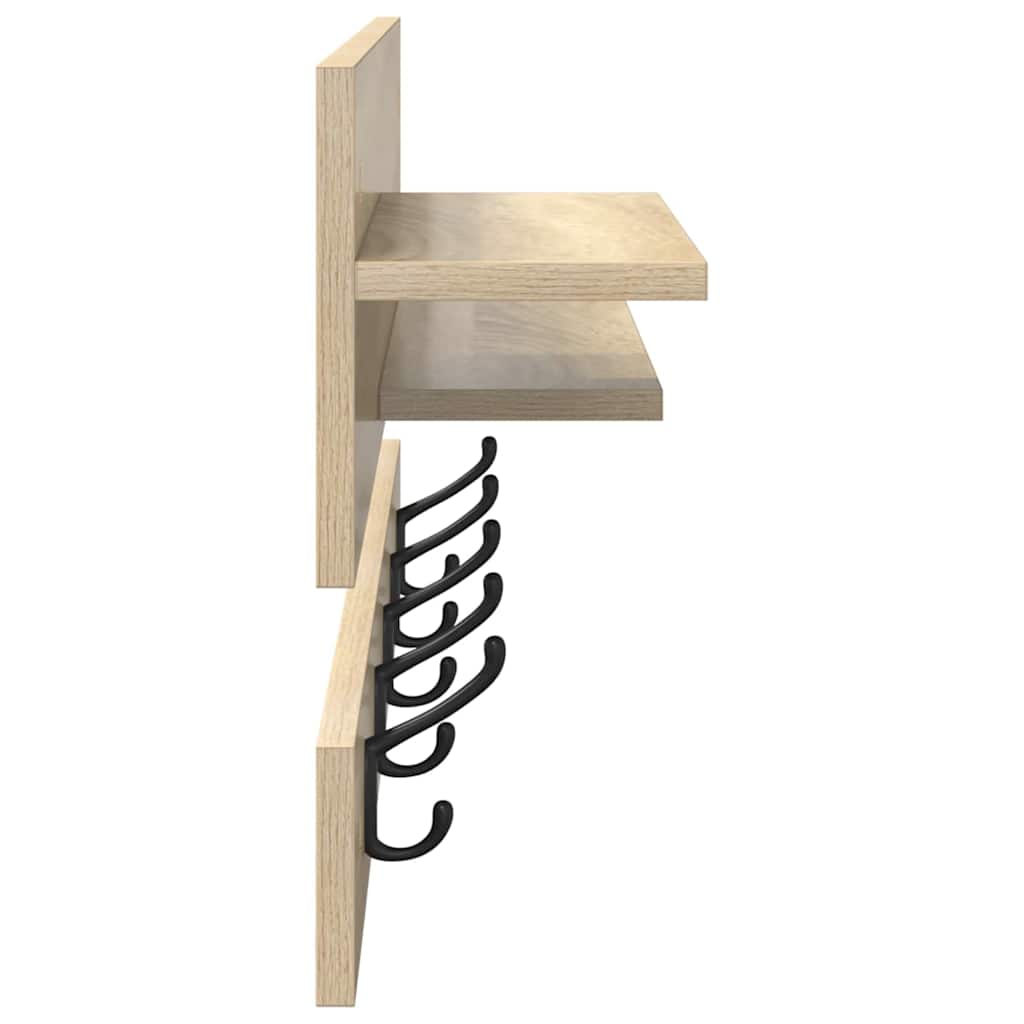 Wall-Mounted Coat Rack with Shelf Sonoma Oak 90 x 15 x 36 cm
