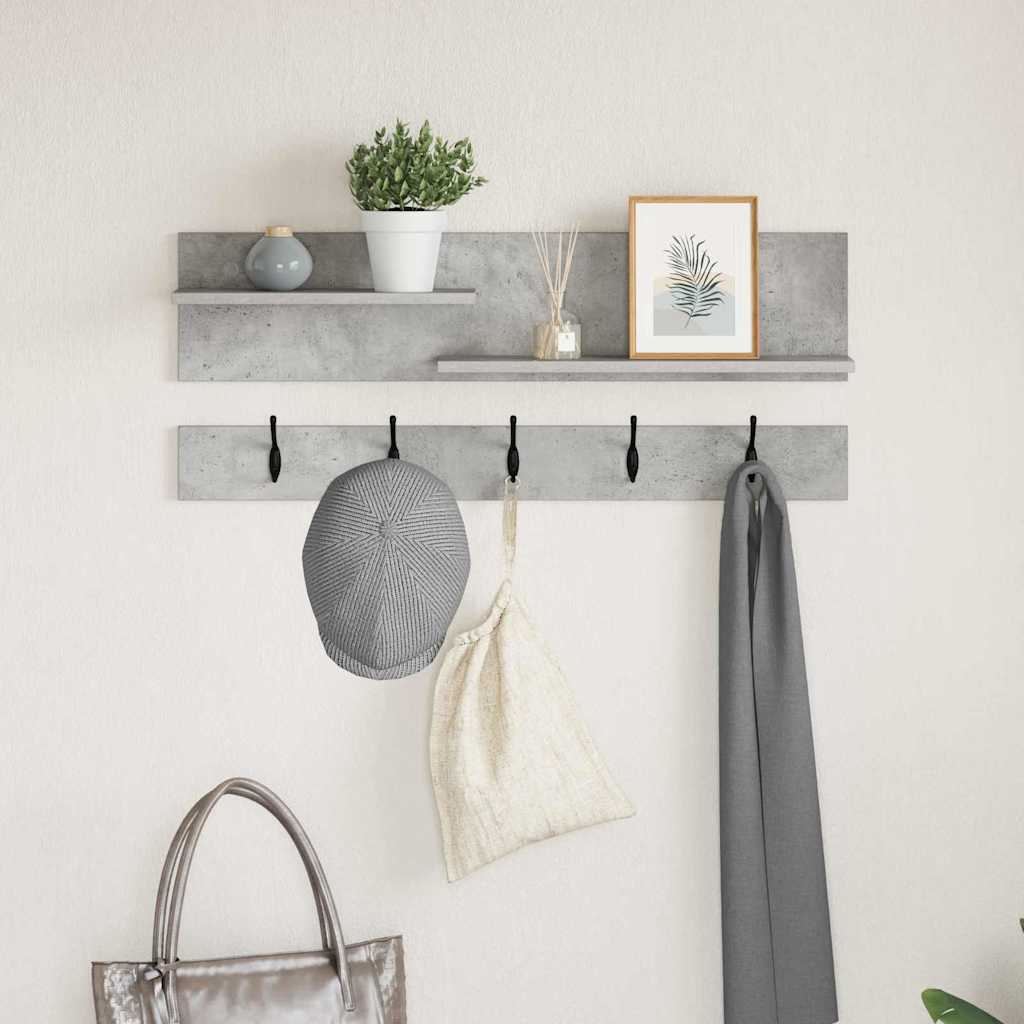 Wall-Mounted Coat Rack with Shelf Concrete Grey 90 x 15 x 36 cm