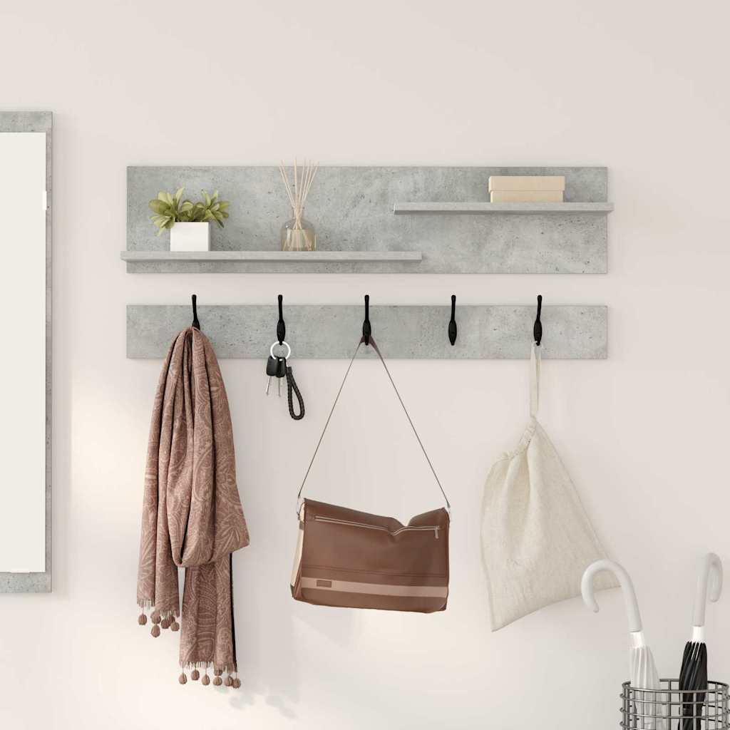 Wall-Mounted Coat Rack with Shelf Concrete Grey 90 x 15 x 36 cm