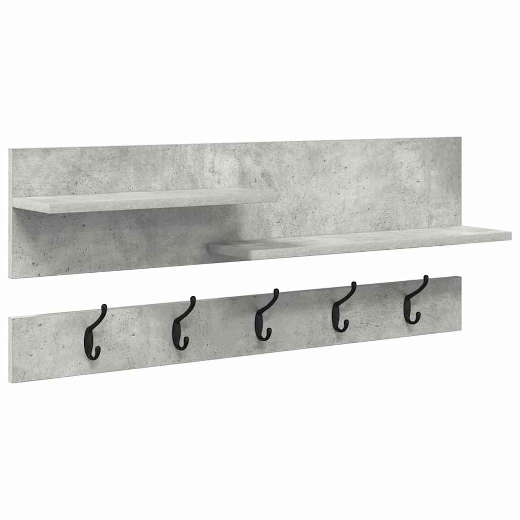 Wall-Mounted Coat Rack with Shelf Concrete Grey 90 x 15 x 36 cm