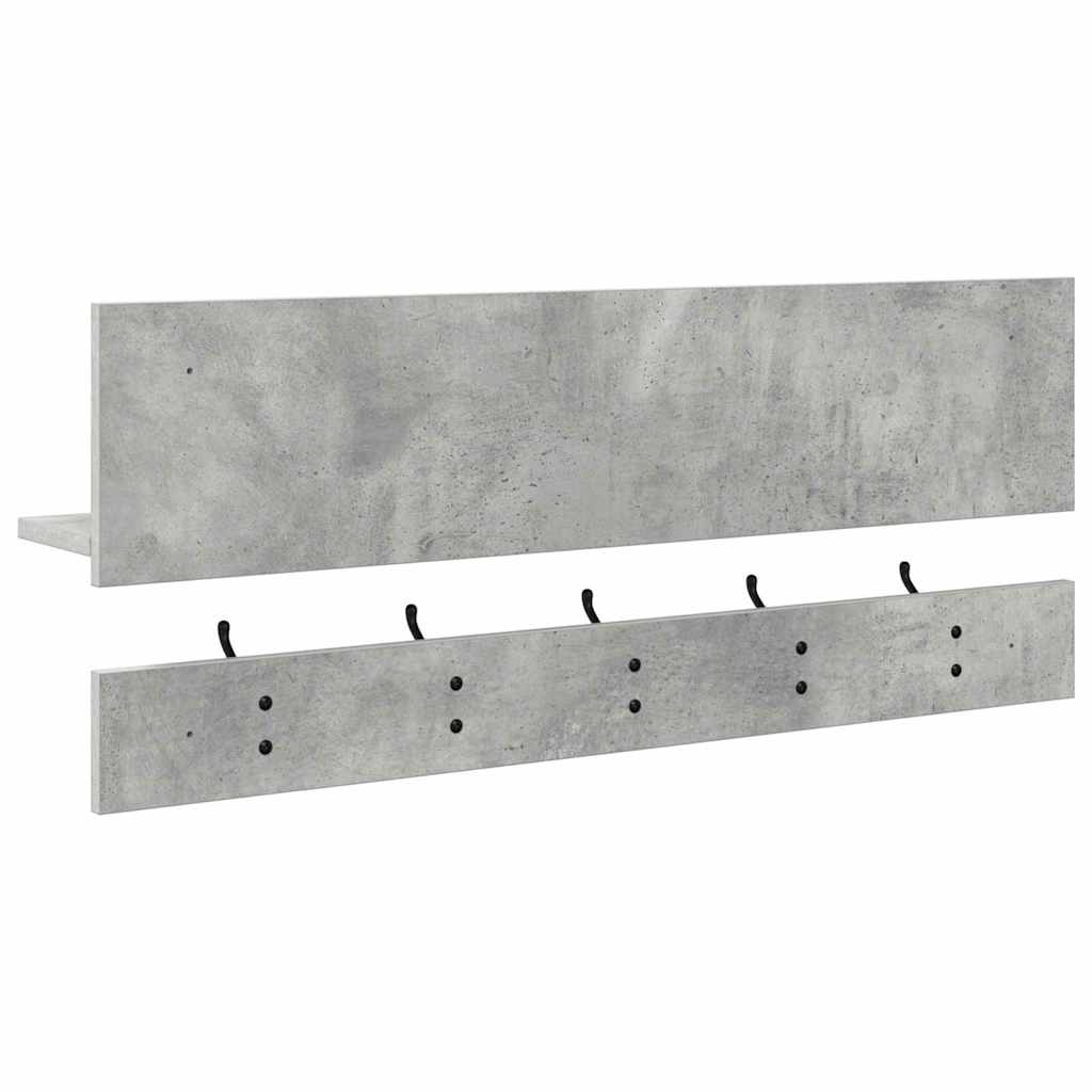 Wall-Mounted Coat Rack with Shelf Concrete Grey 90 x 15 x 36 cm