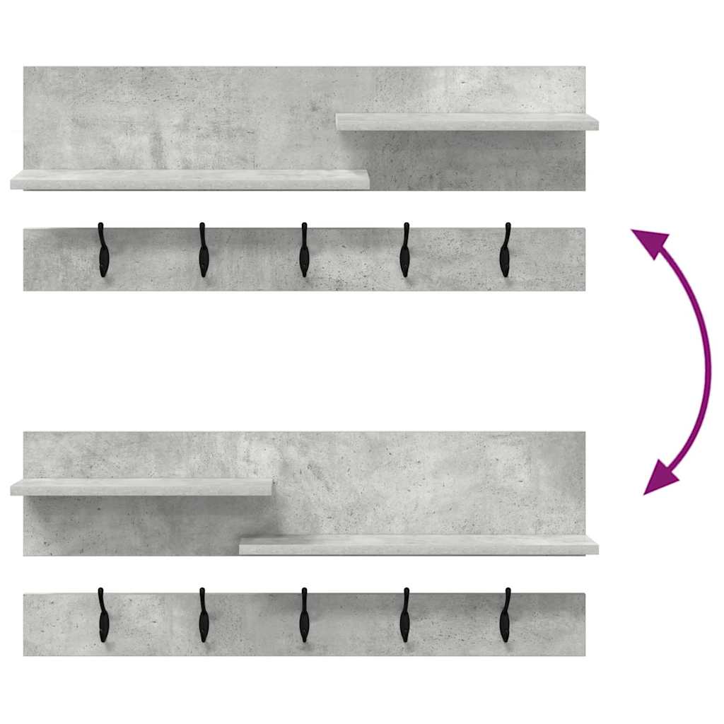 Wall-Mounted Coat Rack with Shelf Concrete Grey 90 x 15 x 36 cm