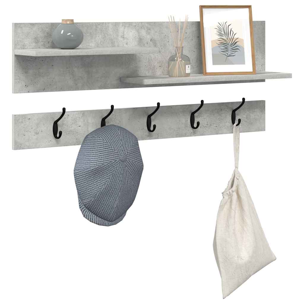 Wall-Mounted Coat Rack with Shelf Concrete Grey 90 x 15 x 36 cm