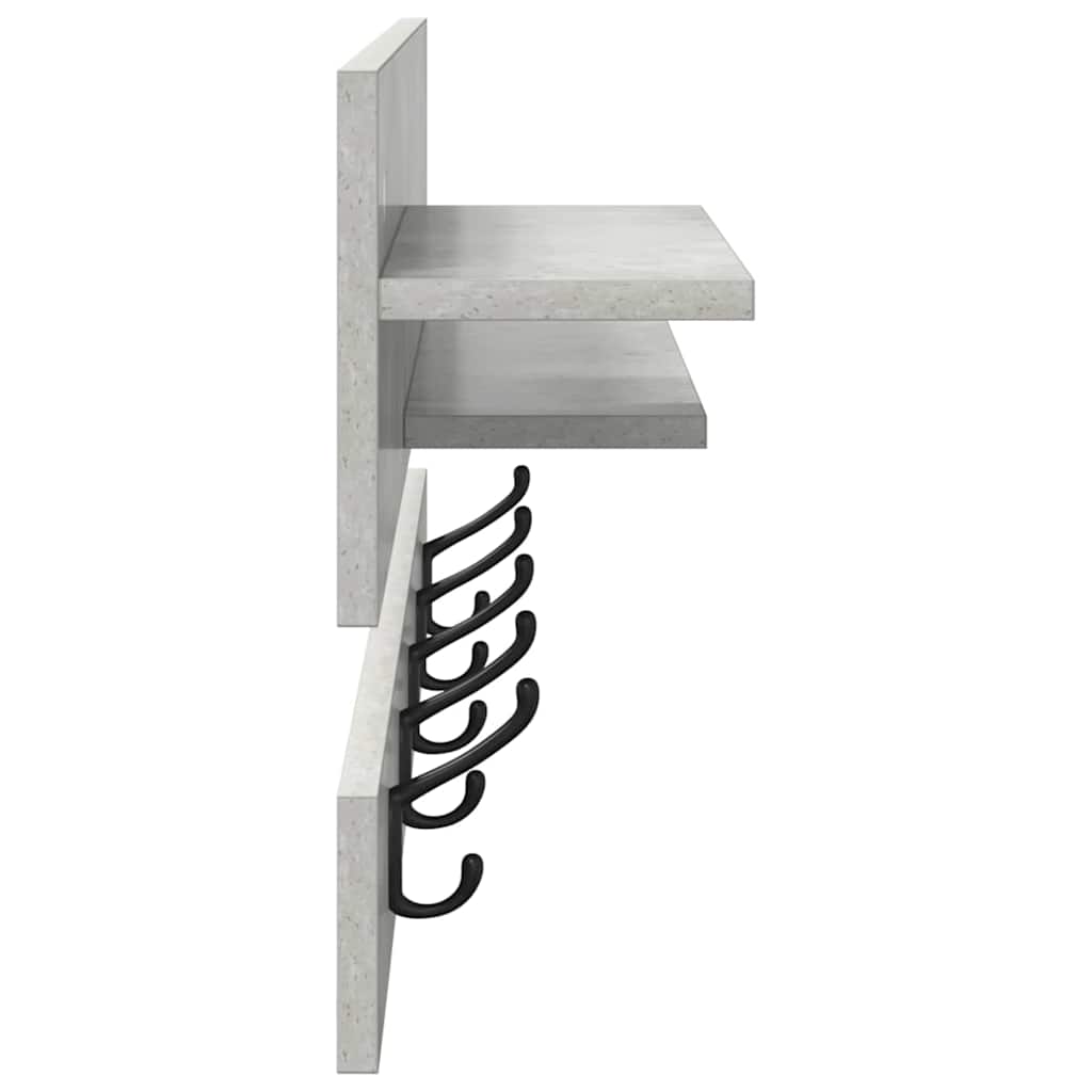 Wall-Mounted Coat Rack with Shelf Concrete Grey 90 x 15 x 36 cm