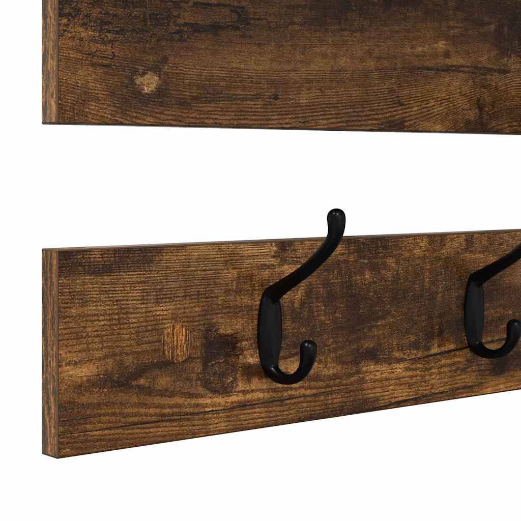 Wall-Mounted Coat Rack with Shelf Smoked Oak 90 x 15 x 36 cm