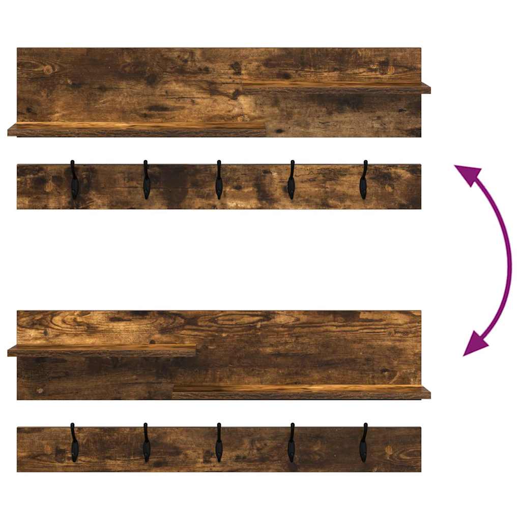 Wall-Mounted Coat Rack with Shelf Smoked Oak 90 x 15 x 36 cm