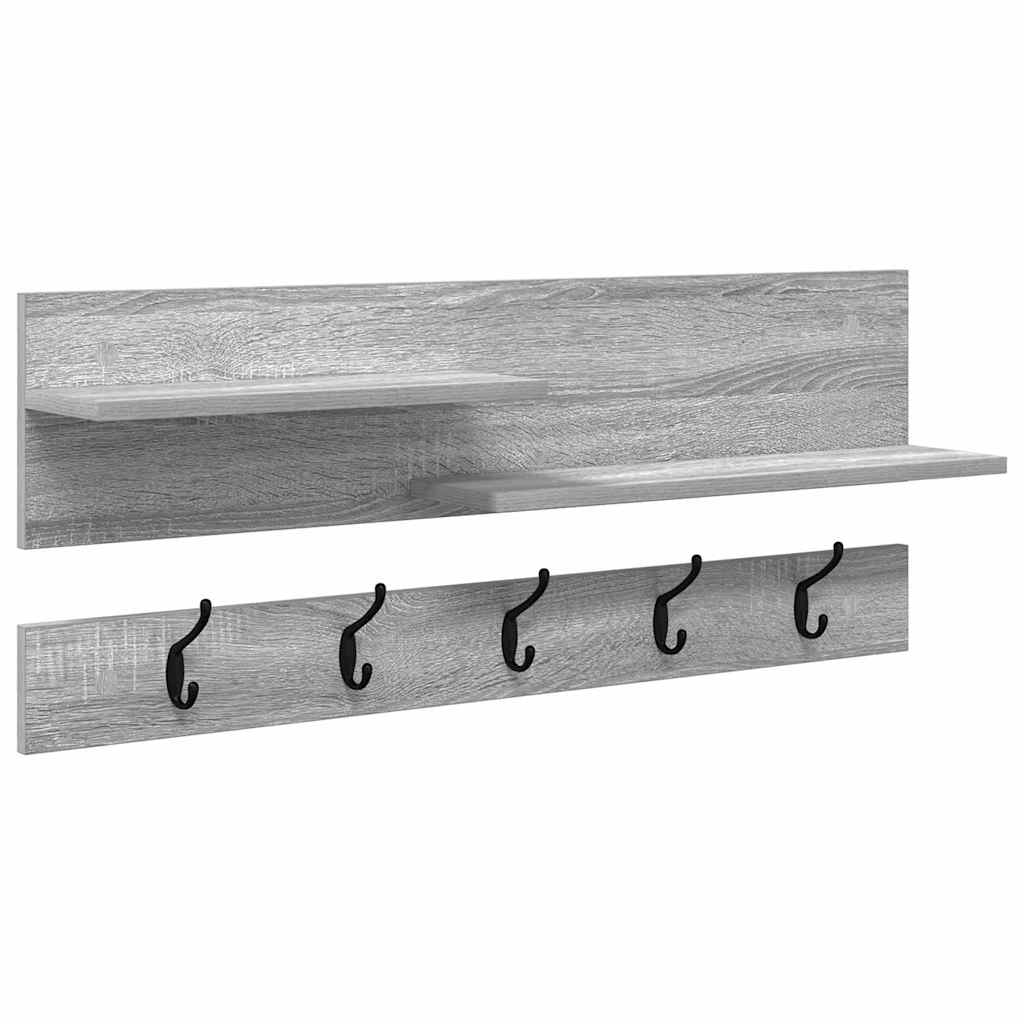 Wall-Mounted Coat Rack with Shelf Grey Sonoma 90 x 15 x 36 cm