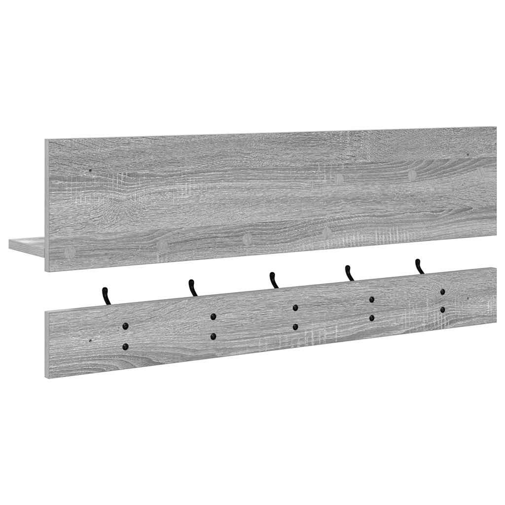 Wall-Mounted Coat Rack with Shelf Grey Sonoma 90 x 15 x 36 cm