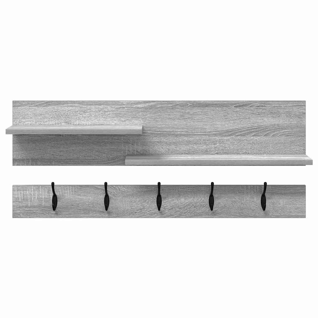 Wall-Mounted Coat Rack with Shelf Grey Sonoma 90 x 15 x 36 cm
