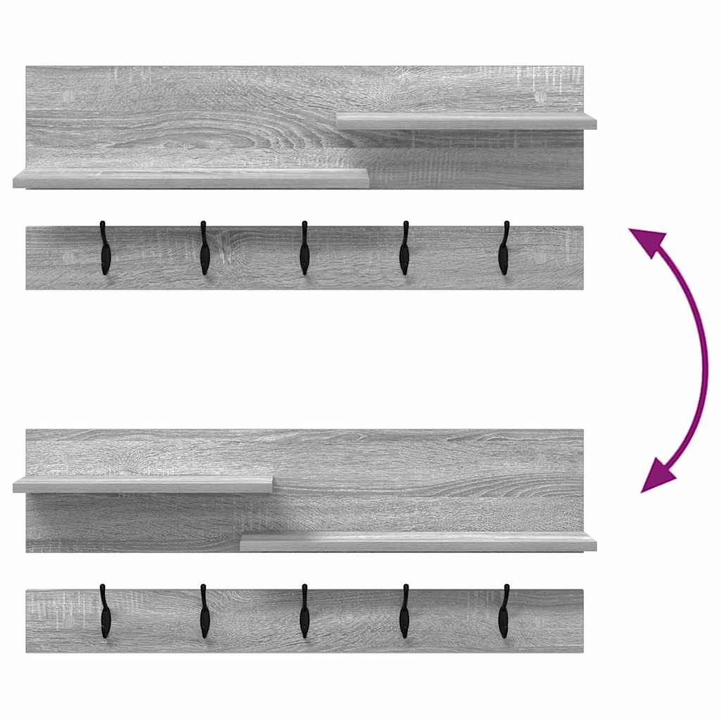 Wall-Mounted Coat Rack with Shelf Grey Sonoma 90 x 15 x 36 cm