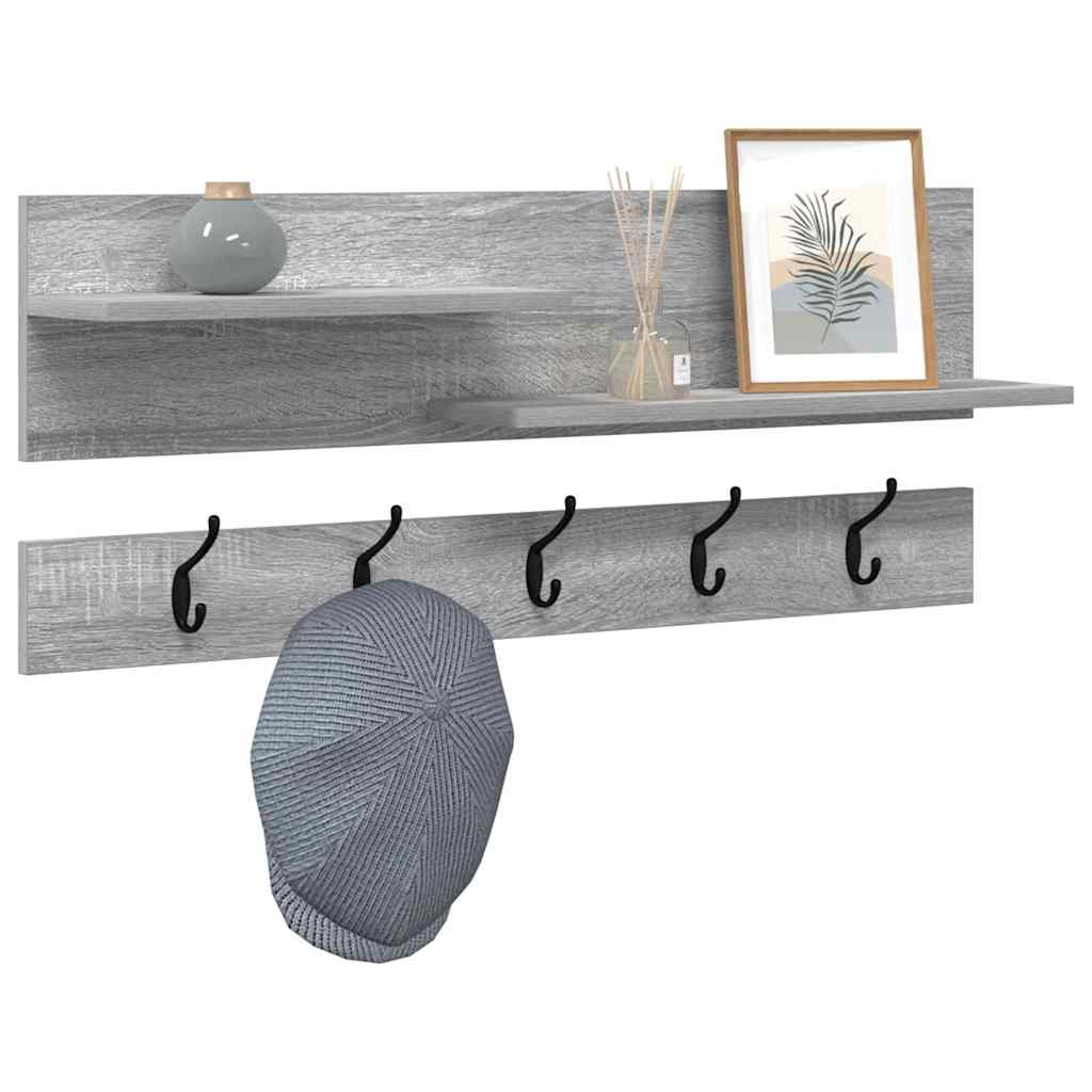 Wall-Mounted Coat Rack with Shelf Grey Sonoma 90 x 15 x 36 cm