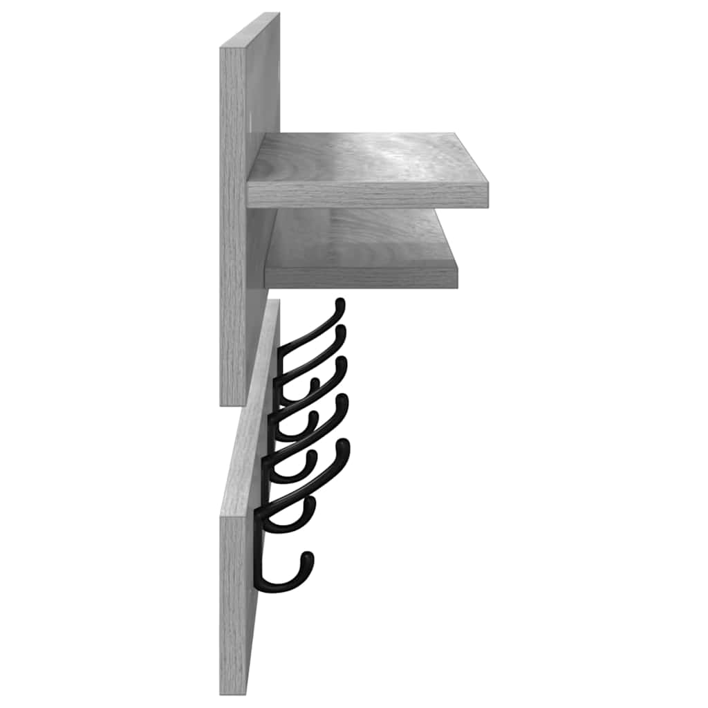 Wall-Mounted Coat Rack with Shelf Grey Sonoma 90 x 15 x 36 cm