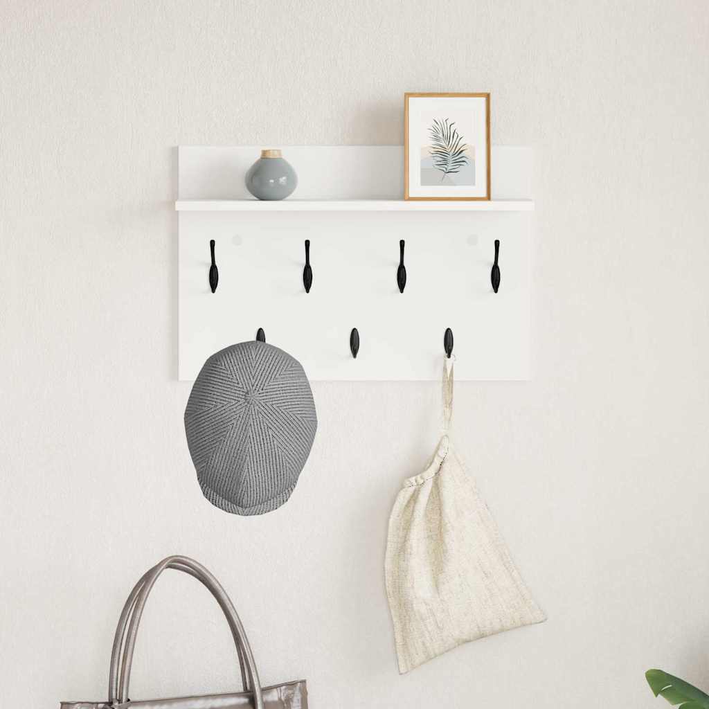 Wall-Mounted Coat Rack White 60 x 40 x 12 cm Engineered wood