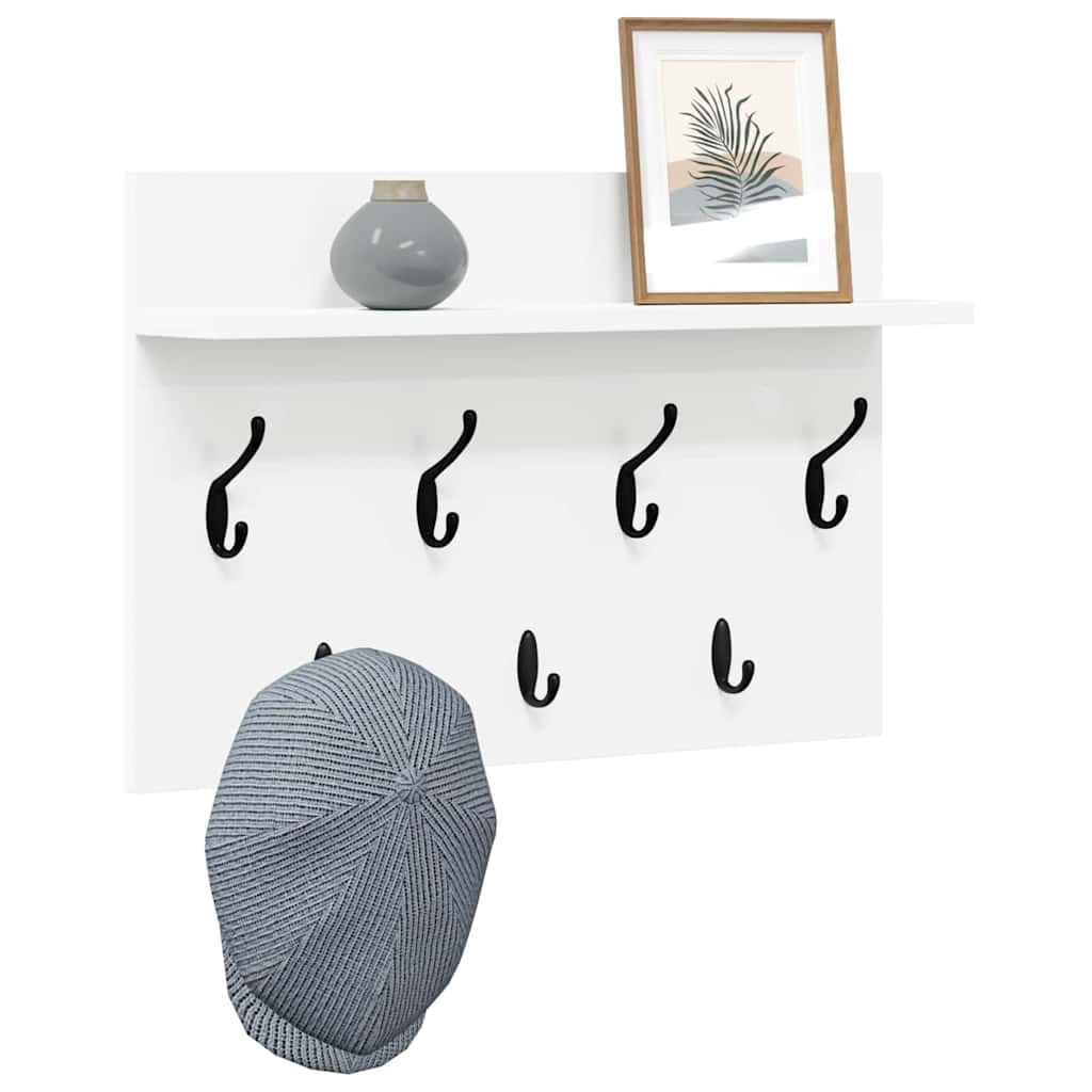 Wall-Mounted Coat Rack White 60 x 40 x 12 cm Engineered wood