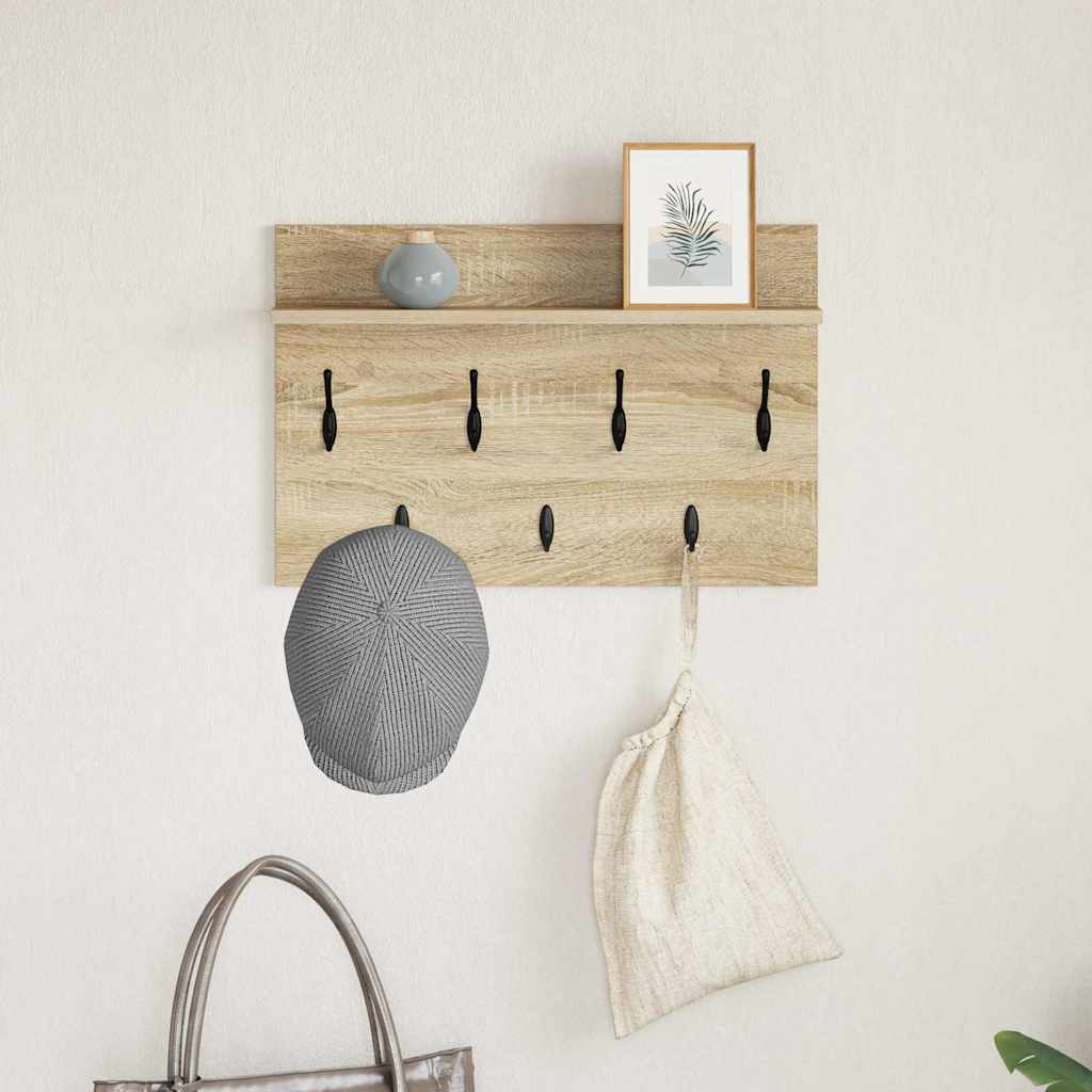 Wall-Mounted Coat Rack with Shelf Sonoma Oak 60 x 40 x 12 cm