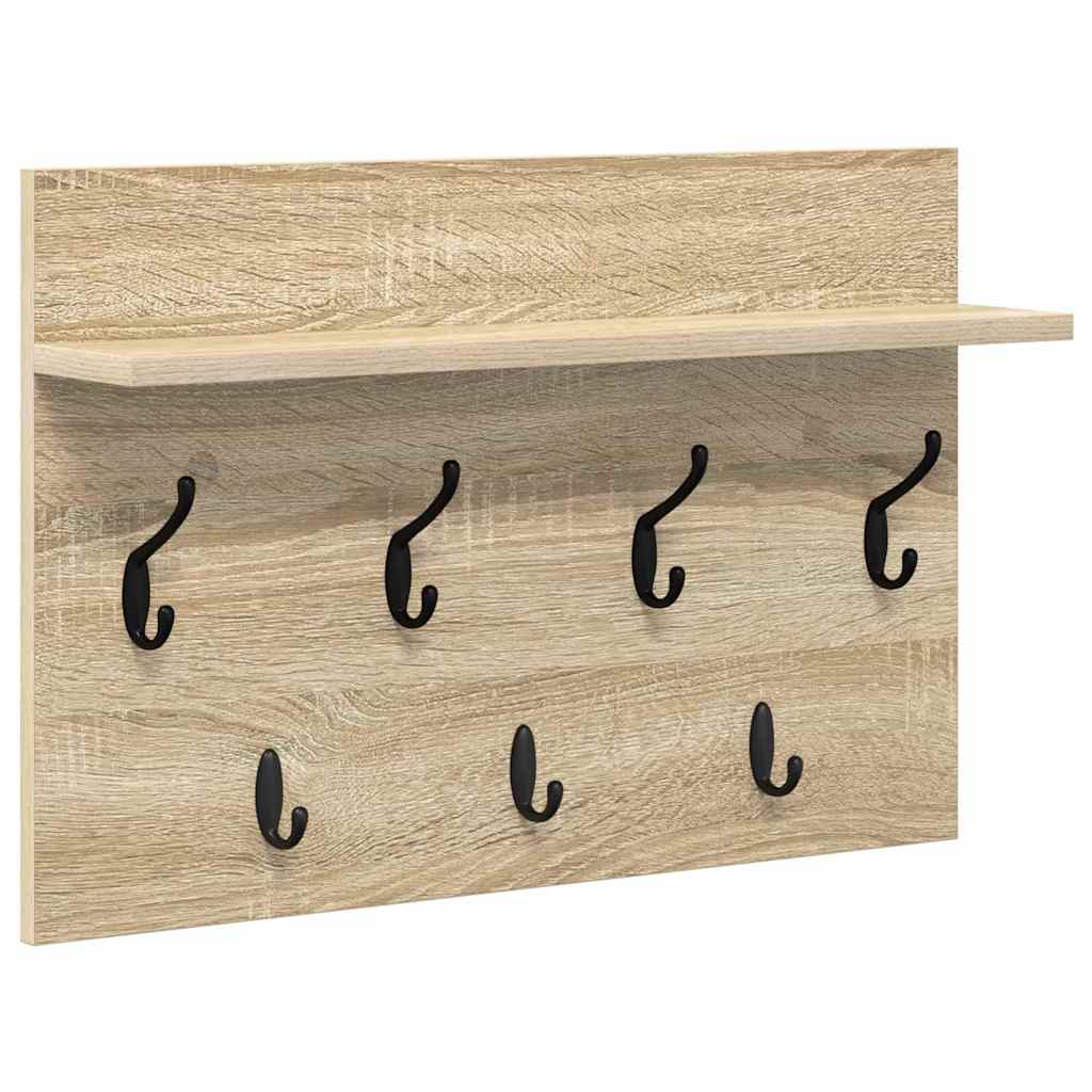 Wall-Mounted Coat Rack with Shelf Sonoma Oak 60 x 40 x 12 cm