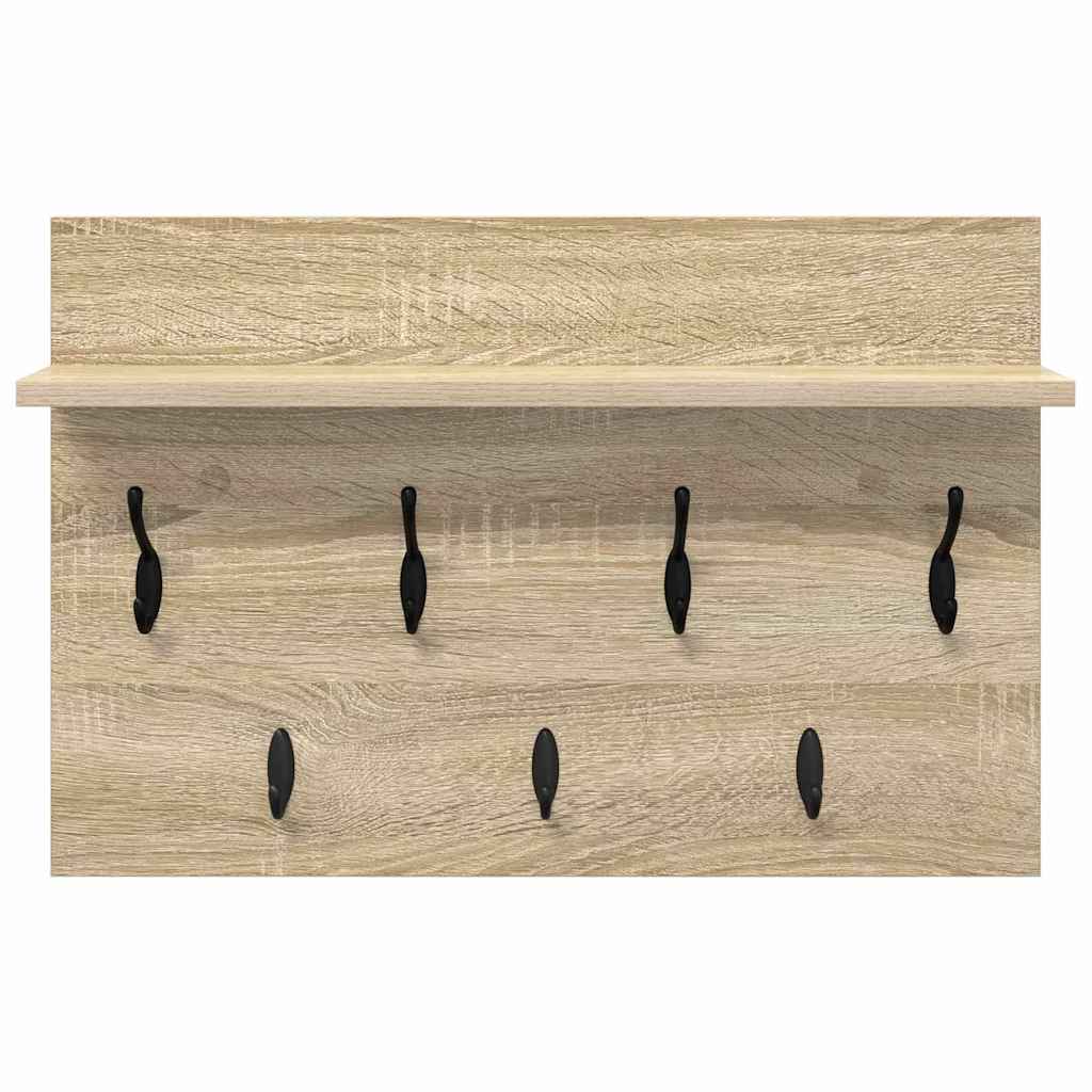 Wall-Mounted Coat Rack with Shelf Sonoma Oak 60 x 40 x 12 cm