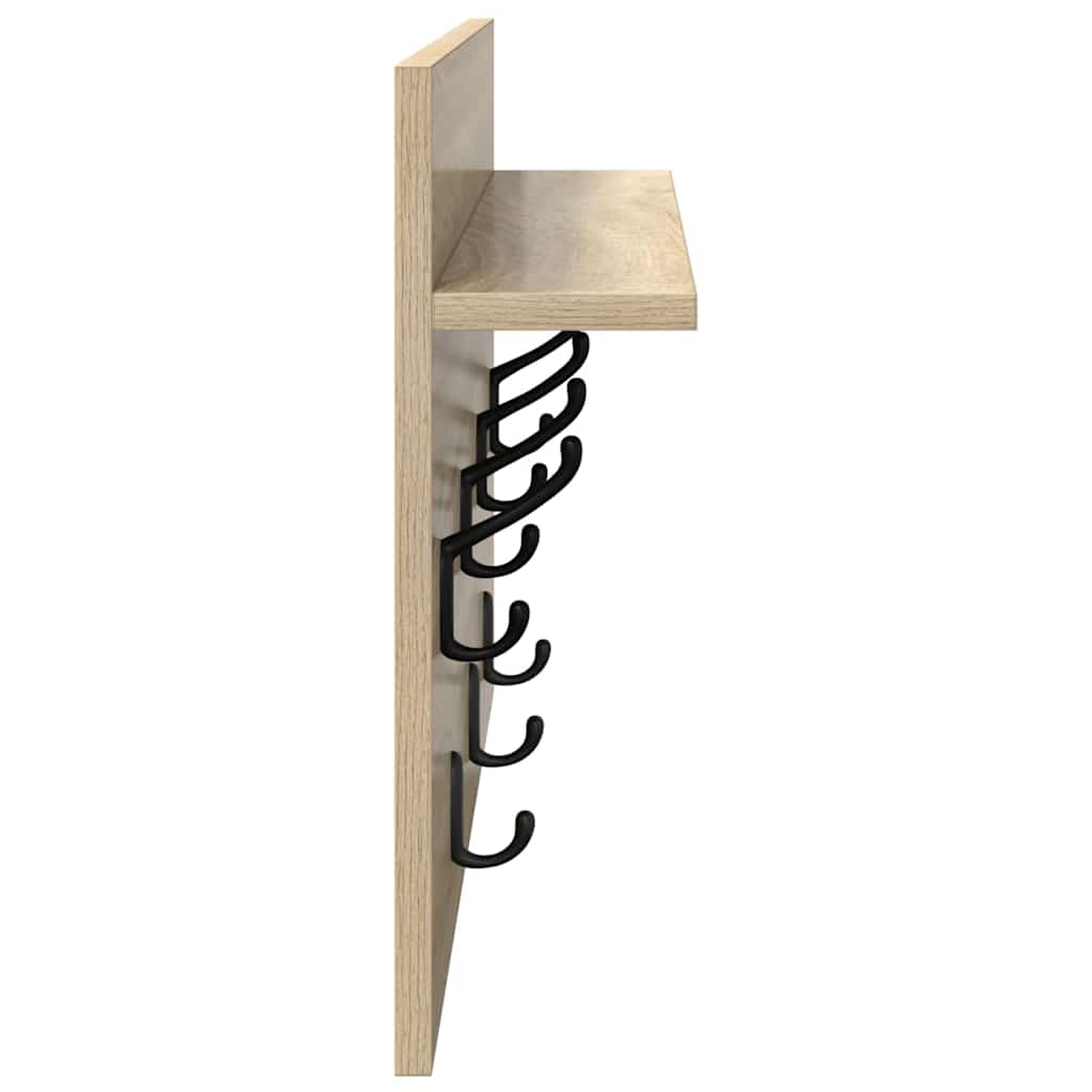 Wall-Mounted Coat Rack with Shelf Sonoma Oak 60 x 40 x 12 cm