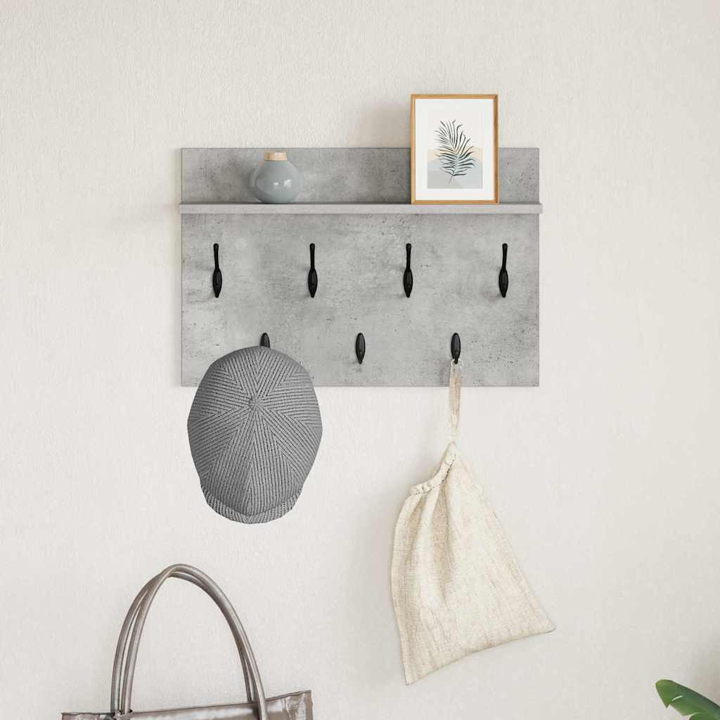 Wall-Mounted Coat Rack with Shelf Concrete Grey 60 x 40 x 12 cm
