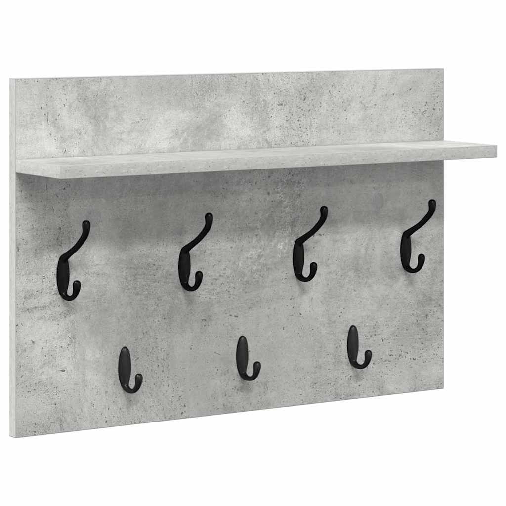 Wall-Mounted Coat Rack with Shelf Concrete Grey 60 x 40 x 12 cm