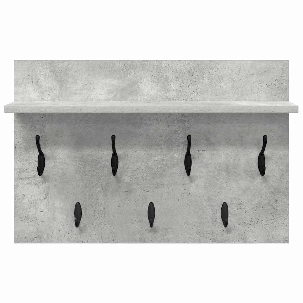 Wall-Mounted Coat Rack with Shelf Concrete Grey 60 x 40 x 12 cm