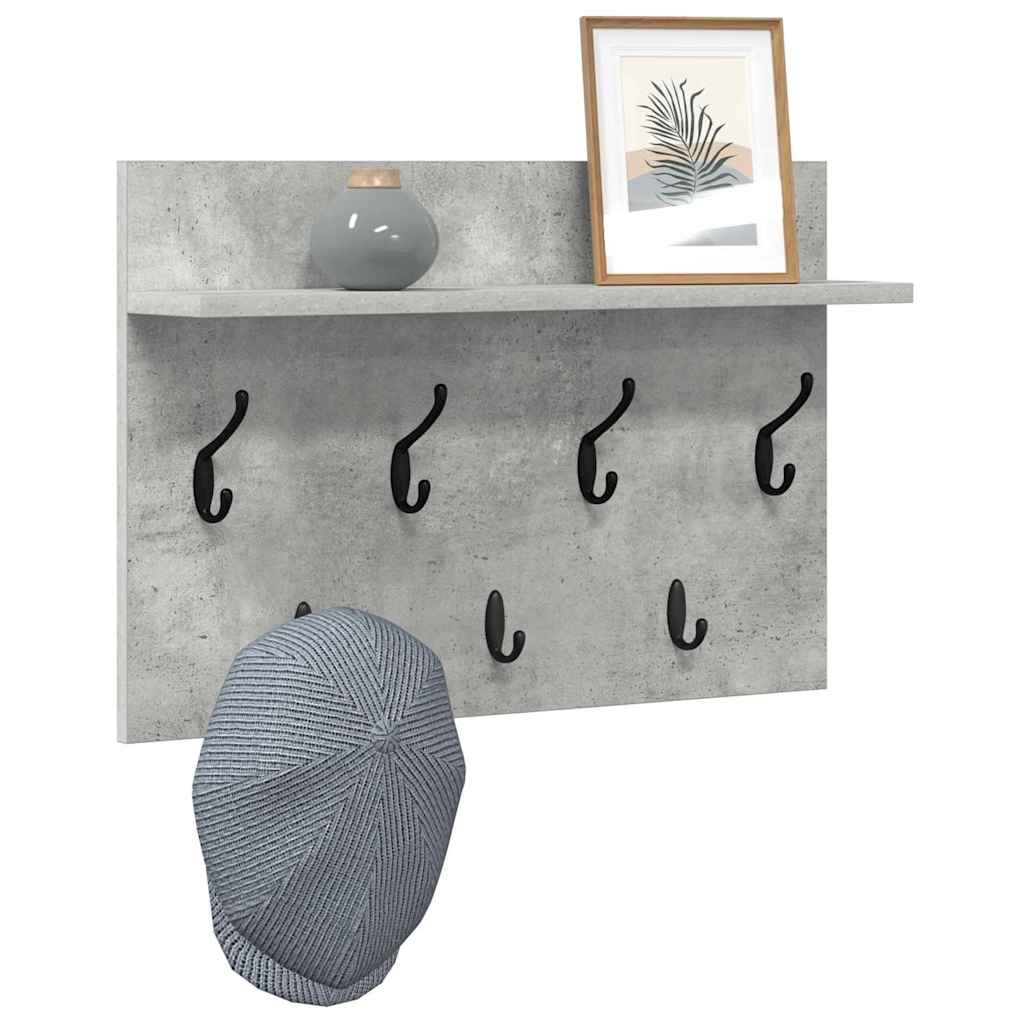 Wall-Mounted Coat Rack with Shelf Concrete Grey 60 x 40 x 12 cm